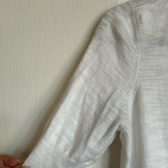 Caslon white heathered short sleeve v neck cardigan size large - Picture 2 of 7